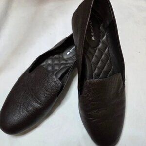 Birdies The Starling Dark Brown Leather Flat Loafer Quilted insole Womens Sz 8.5